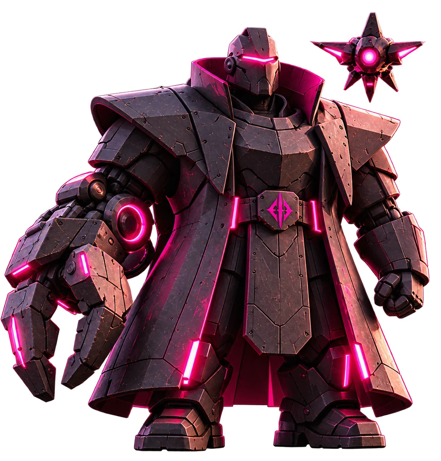 The Harvest Commander with his oversized mechanical claw and hovering pet drone
